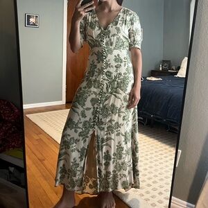 BOHME LIA FLORAL MIDI DRESS IN SAGE XS